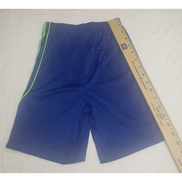 Adidas Boys Size 7 Active Shorts – Blue & Neon Green | Stretchy, Sporty - Picture 8 of 9